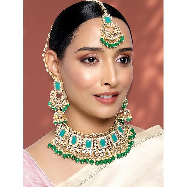  Pearl Kundan Necklace Jewellery Set for Women 